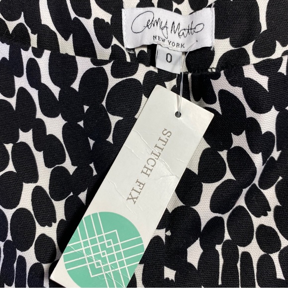 NWT Amy Matto Stitch Fix Matthew Black White Spots Dot Side Zip Straight Pants 0 - Picture 5 of 8